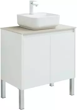 Тумба с раковиной и столешницей Aquanet Nova Lite 75 белый глянец, 2 дверцы