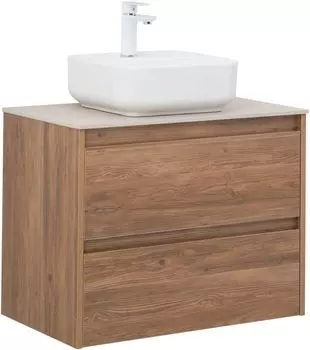 Тумба с раковиной и столешницей Aquanet Nova Lite 75 дуб шоколадный, 2 ящика