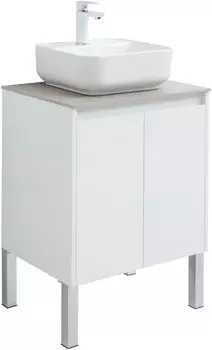 Тумба с раковиной и столешницей Aquanet Nova Lite 60 белый глянец, 2 дверцы