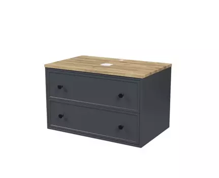 Тумба с раковиной и столешницей Iddis Torr 80 подвесная, темно-серая