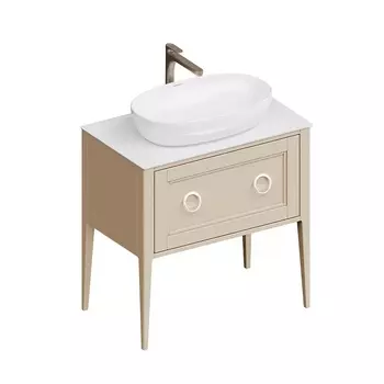 Тумба с раковиной и столешницей Kerama Marazzi Plaza Classic NEO 80 напольная, 1+1 ящик, капучино