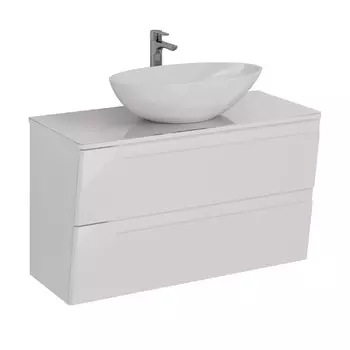 Тумба с раковиной и столешницей Lemark Miano 100 подвесная, белый глянец (раковина Триумф)