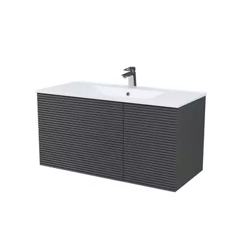 Тумба с раковиной Iddis Bild 100 подвесная, 2 ящика, темно-серая