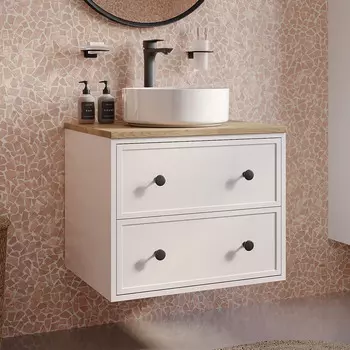 Тумба с раковиной Iddis Torr 60 подвесная, со столешницей дуб верона, белый матовый