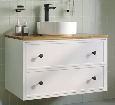 Тумба с раковиной Iddis Torr 80 подвесная, белая матовая/дуб