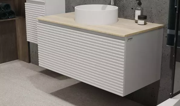 Тумба с раковиной Jorno Cossety 100 подвесная, белый/Дуб Мавелла голд