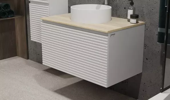 Тумба с раковиной Jorno Cossety 80 подвесная, белый/Дуб Мавелла голд