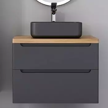 Тумба с раковиной Jorno Wood 80, серая, светлая столешница