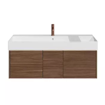 Тумба с раковиной Kerama Marazzi Grande 120 подвесная, 3 ящика, структурированный орех