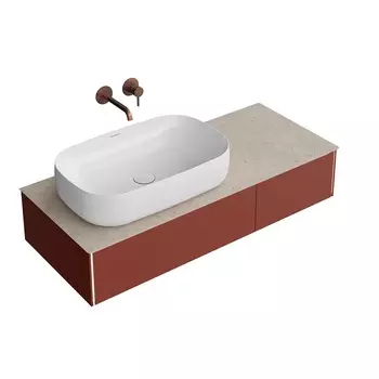 Тумба с раковиной Kerama Marazzi Magica 120 подвесная, со столешницей, 2 ящика, венецианский красный матовый