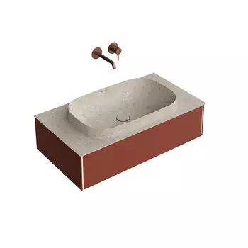 Тумба с раковиной Kerama Marazzi Magica 90 подвесная, со столешницей, венецианский красный матовый