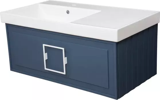 Тумба с раковиной La Fenice Cubo 90 подвесная, синяя