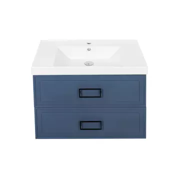 Тумба с раковиной La Fenice Cubo Twin 80 подвесная, 2 ящика, синяя