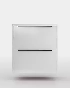 Тумба с раковиной La Fenice Tesoro 60 подвесная, 2 ящика, платиновый белый