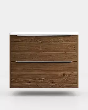 Тумба с раковиной La Fenice Tesoro 80 подвесная, 2 ящика, дуб галифакс табак