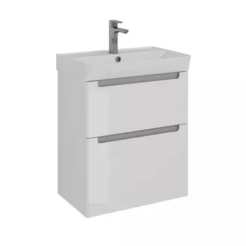 Тумба с раковиной Lemark Buno 60 универсальная, белый глянец