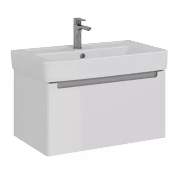 Тумба с раковиной Lemark Buno Mini 80 подвесная, белый глянец