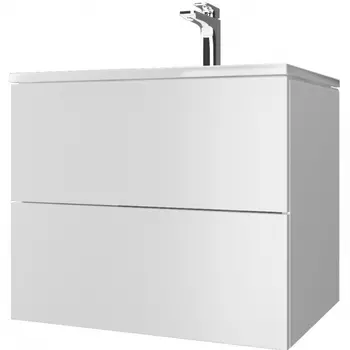 Тумба с раковиной Marka One Elena 60П подвесная, 2 ящика, push мдф, белый глянец