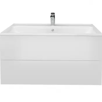 Тумба с раковиной Marka One Elena 80П подвесная, 2 ящика, push мдф, белый глянец