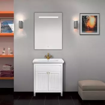 Тумба с раковиной Misty Адель 60 прямая белая эмаль