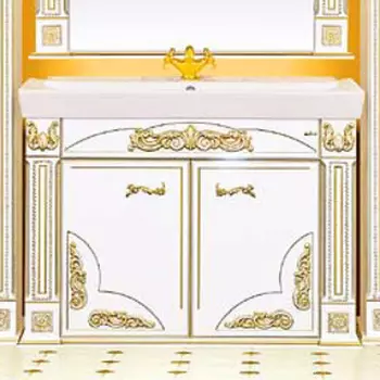 Тумба с раковиной Misty Барокко 120 прямая бежевая, патина