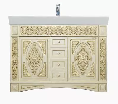 Тумба с раковиной Misty Беатрис 120 бежевая, патина