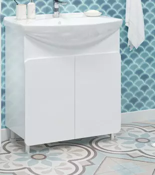 Тумба с раковиной Misty Чегет 75 напольная белая