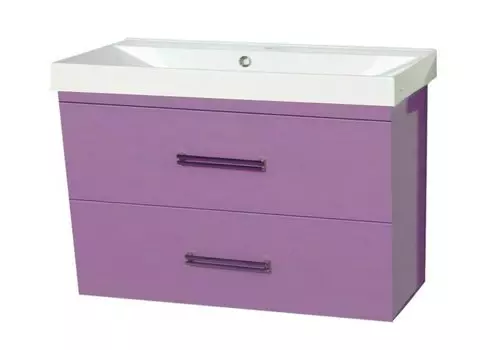Тумба с раковиной Misty Джулия Qvatro 90 подвесная, 2 ящика, конус, сиреневая
