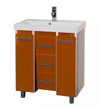 Тумба с раковиной Misty Джулия Qvatro 90 с 3-мя ящиками, конус, оранжевая