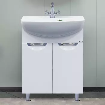 Тумба с раковиной Misty Ева 60 прямая, белая