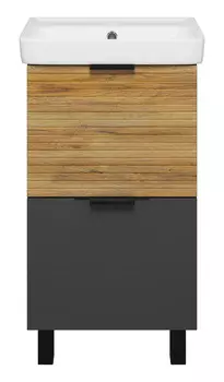 Тумба с раковиной Misty Форест 50 напольная, 2 ящика, дуб вотан/антрацит