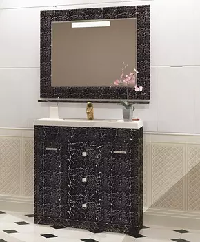 Тумба с раковиной Misty Fresko 105 черная краколет