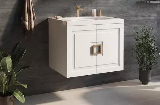 Тумба с раковиной Misty Галвер 70 подвесная белая