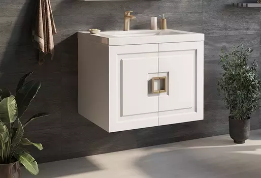 Тумба с раковиной Misty Галвер 80 подвесная белая