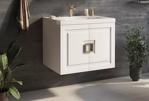 Тумба с раковиной Misty Галвер 90 подвесная белая