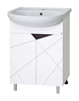 Тумба с раковиной Misty Грани 60 напольная, белый/ венге