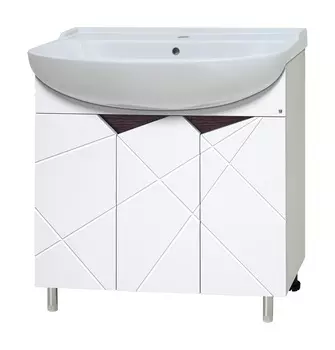 Тумба с раковиной Misty Грани 80 напольная, белый/ венге
