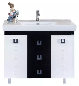 Тумба с раковиной Misty Эллада 100 белая, черная