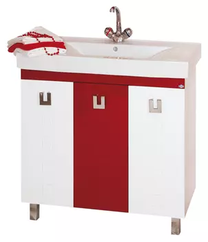 Тумба с раковиной Misty Эллада 75 белая, красная