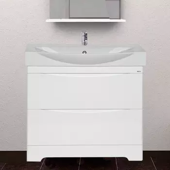 Тумба с раковиной Misty Элвис 85 напольная, 2 ящика, белая