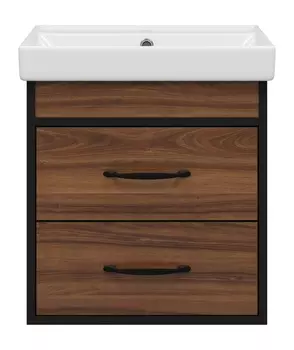 Тумба с раковиной Misty Кедр 50 подвесная, орех/черный