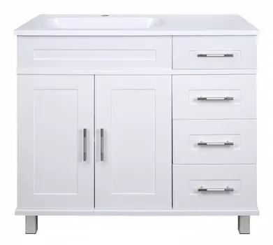 Тумба с раковиной Misty Купер 90 с 4 ящиками, белая, левая