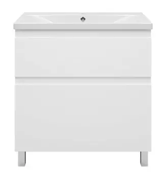 Тумба с раковиной Misty Лаки 80 напольная, 2 ящика, белая