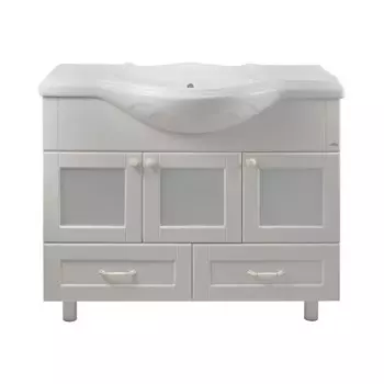 Тумба с раковиной Misty Латте 105 2 ящика, бежевая эмаль