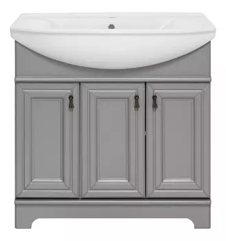 Тумба с раковиной Misty Лувр 85 напольная, серая