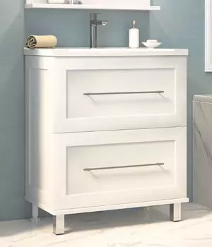 Тумба с раковиной Misty Марта 60 напольная, белая глянцевая