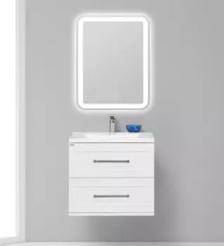 Тумба с раковиной Misty Марта 60 подвесная белая фактурная