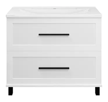 Тумба с раковиной Misty Модерн 100 напольная, 2 ящика, белый матовый
