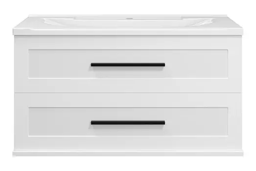 Тумба с раковиной Misty Модерн 100 подвесная, 2 ящика, белый матовый