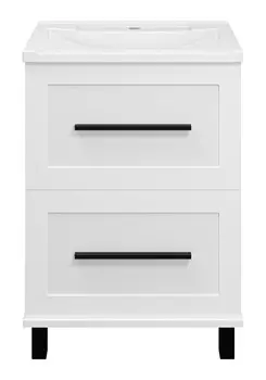 Тумба с раковиной Misty Модерн 60 напольная, 2 ящика, белый матовый